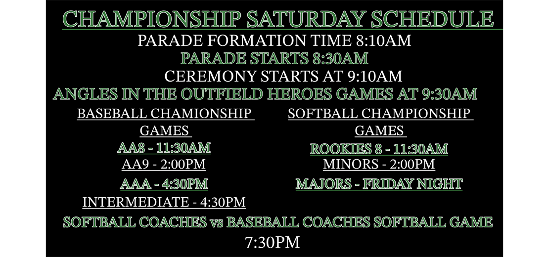 CHAMPIONSHIP SATURDAY, JUNE 14TH 