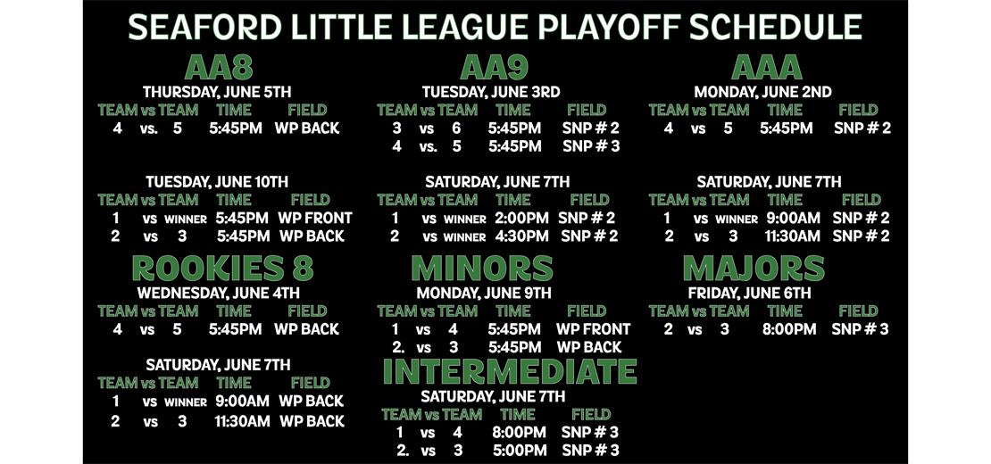 PLAYOFF SCHEDULE 